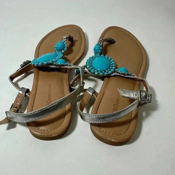 BCBGeneration Thong Turquoise Silver Thong Sandals - Picture 6 of 7